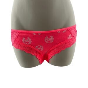 Victoria's Secret PINK Neon Pink All Over Logo Print Low Rise Hipster Small